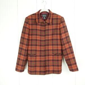 Requirements Jacket WMS SZ 10 Wool Blend Full Zip Tartan Plaid Cottagecore Fall